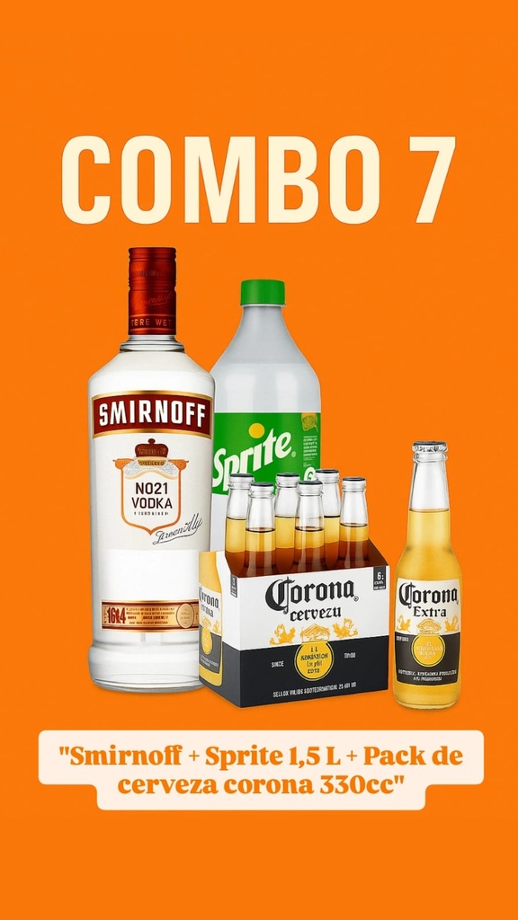 Combo 7 (Smirnoff + Sprite + Pack Cerveza Corona 330cc)