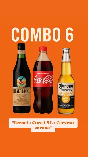 Combo 6 (Fernet + Coca 1.5L + Cerveza Corona 710cc)